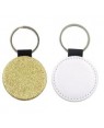 10 x PU Glitter Keyring - Round - Gold