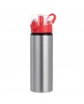 Water Bottles - RED - Coloured Flip Lid - 750ml - Silver