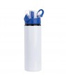 Water Bottles - BLUE - Coloured Flip Lid - 750ml - White
