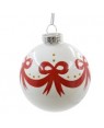 Ornaments - Ceramic Christmas Bauble - White and Bow Design