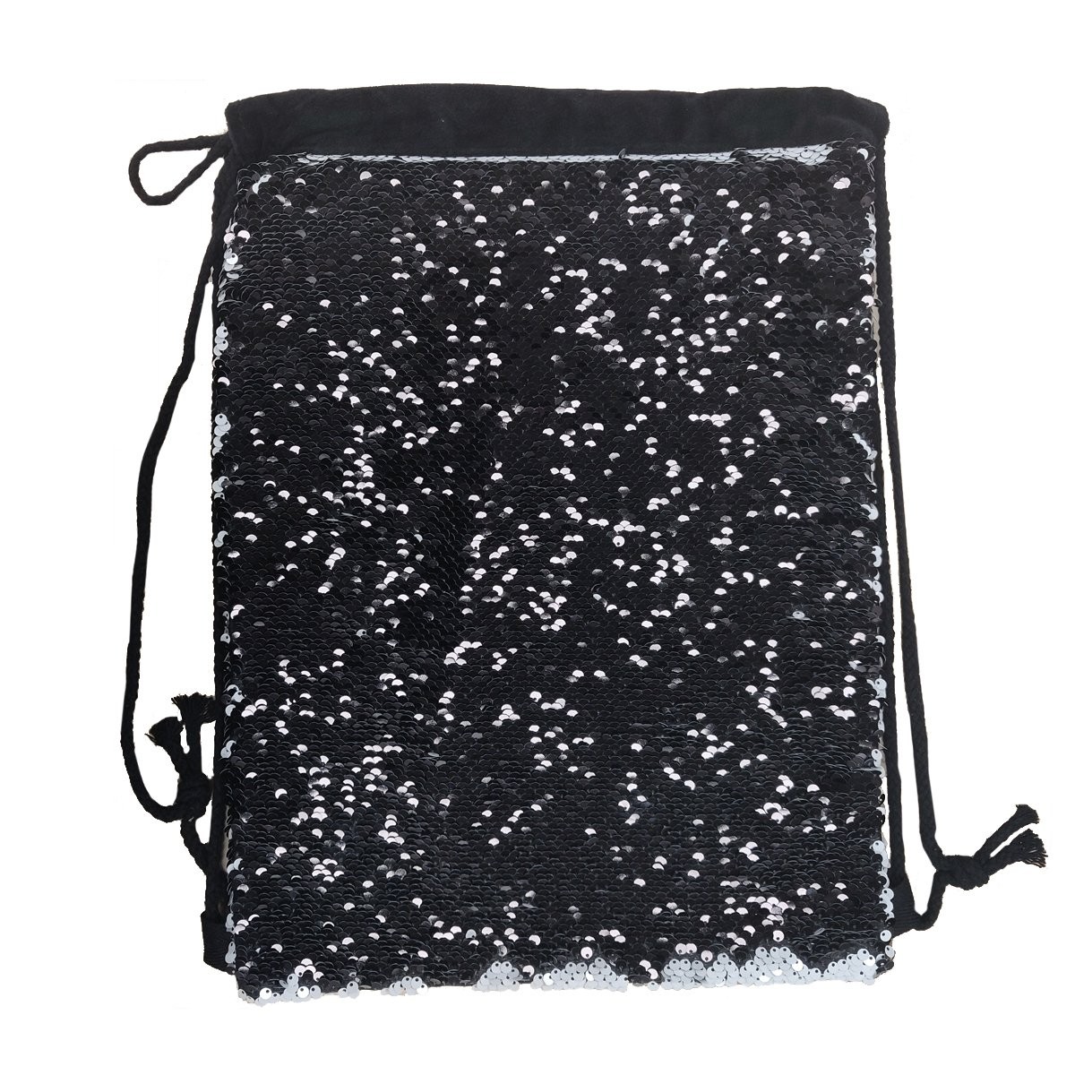 Sequin DRAWSTRING Bag 38.5cm x 30cm BLACK