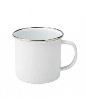 Enamel Mugs - Box of 12 x 12oz White Ceramic Enamel Cup