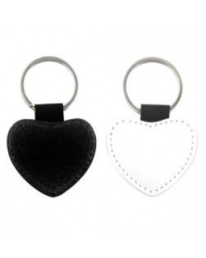 10 x PU Glitter Keyring - Heart - Black