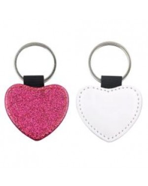 Keyring - 10 x PU Glitter Keyring - Heart - Pink
