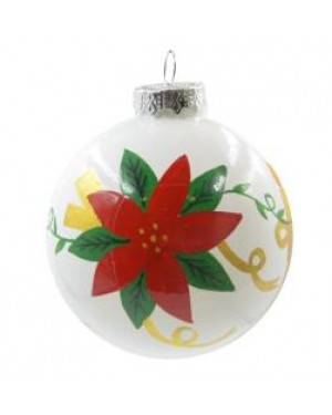 Ornaments - Ceramic - Christmas Bauble - White and Floral Design