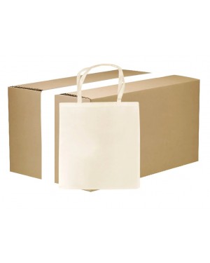 FULL CARTON - 100 x Tote Bag - Paris Canvas Cream - 38cm x 40cm - Short Handles