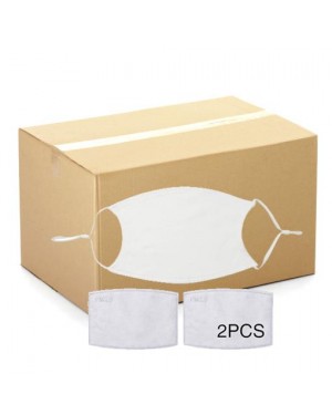 BULK CARTON (500 pieces) - Face Coverings - Plain White - Adult Size with 2 x PM2.5 Filters
