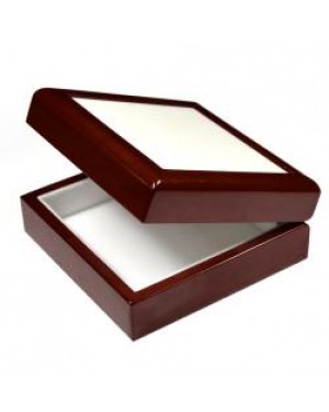 Jewellery Box with Ceramic Tile - Brown - 6in x 6in