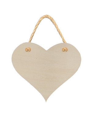 Hanging Sign - PLYWOOD - Double Sided Heart - 18cm x 15.5cm