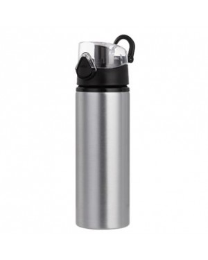 Water Bottles - BLACK - Coloured Flip Lid - 750ml - Silver