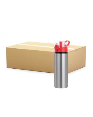 Carton 60pcs Water bottle Red Flip lid 750ml Silver