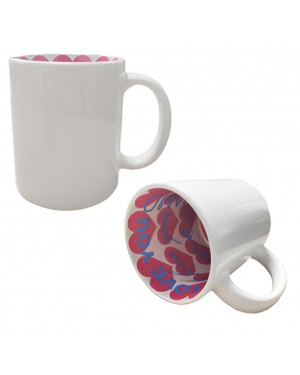 110z pre-printed inner pink love heart submlimation mugs