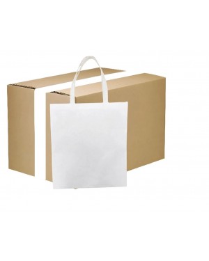 FULL CARTON - 100 x Tote Bag - Venice Satin White - 38cm x 40cm - Short Handles