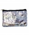 Sequins Hangbag/ Cosmetic - Silver Reversible - 15cm x 20cm