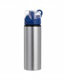 Water Bottles BLUE - Coloured Flip Lid - 750ml - Silver