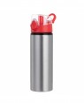 Water Bottles RED - Coloured Flip Lid - 750ml - Silver