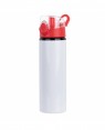 Water Bottles RED - Coloured Flip Lid - 750ml - White