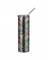 Slim Stainless Steel 600ml Tumbler with Straw- SILVER