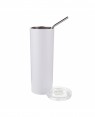 Water Bottles Slim Stainless Steel 600ml with Straw - White