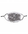 ADULT Silver/ White Sequin Mask - Black Straps - 2 x PM2.5 Filters